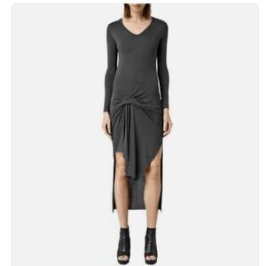 ALL SAINTS Elegant Gray Long Sleeve Dress